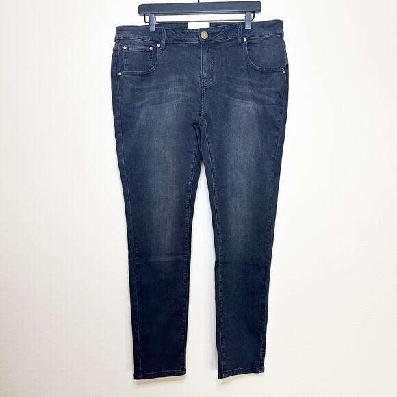 One Teaspoon Freebirds Low Waist Stretch Skinny Denim Jeans Black Plus Size 18 - Picture 2 of 8